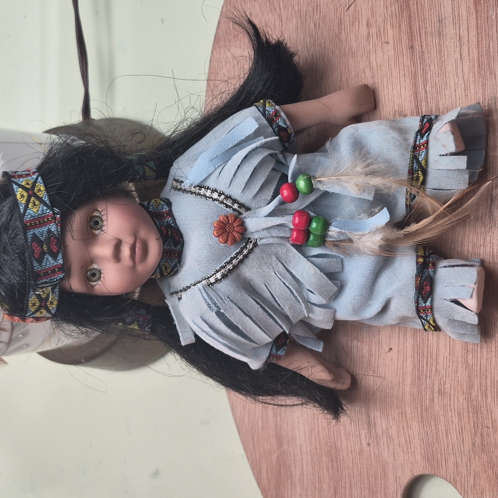 Cathy Collection 6" Native American/Indian Princess Porcelain Doll Sky Blue